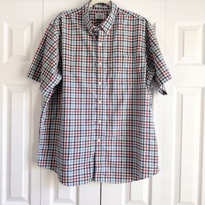 L.L.Bean Plaid Button Down Shirt Mens XL Reg Short Sleeve Cotton Preppy
